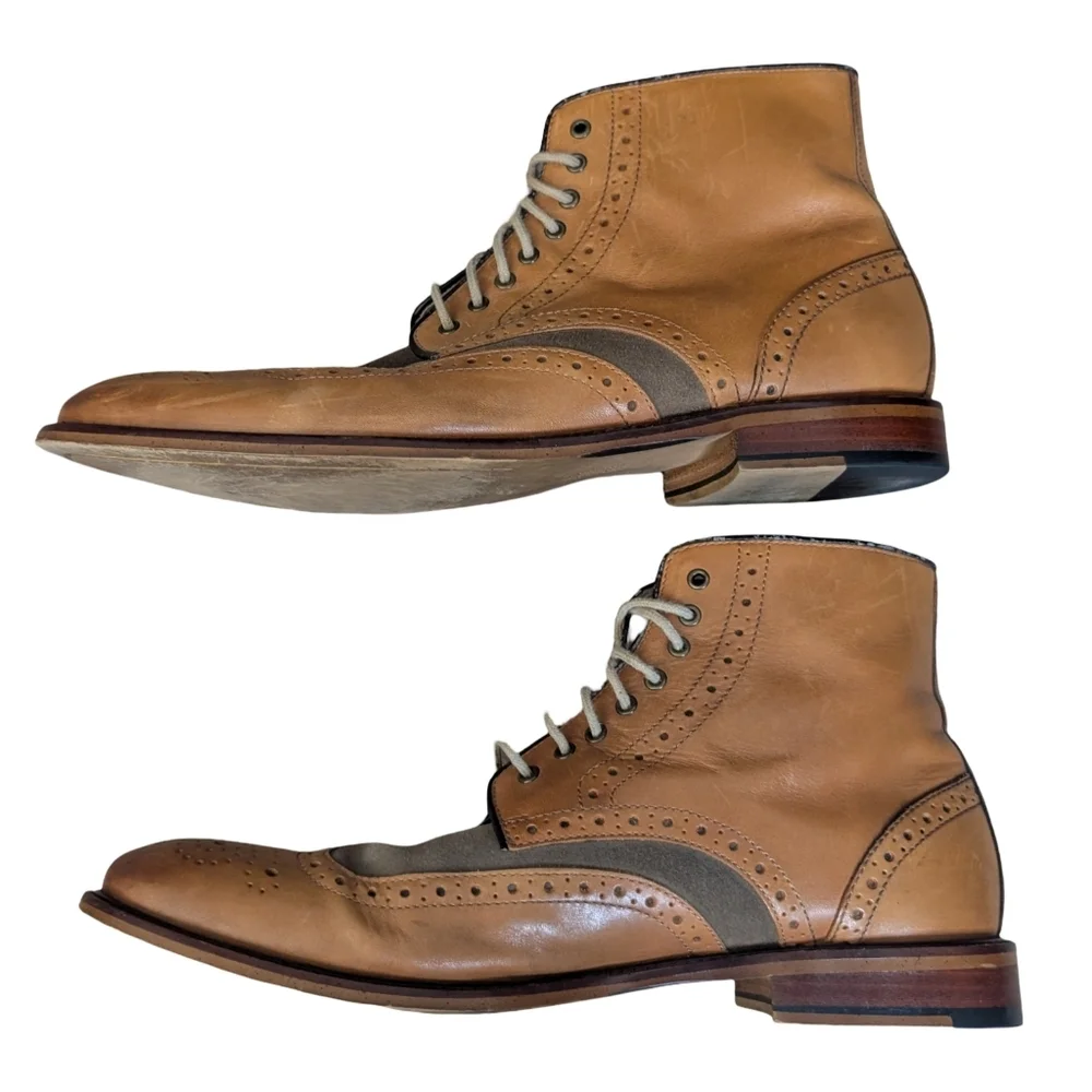 Joseph Abboud Tan Wingtip Ankle Boots 10.5